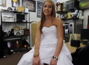 Teenager bride in a wedding dress. This
